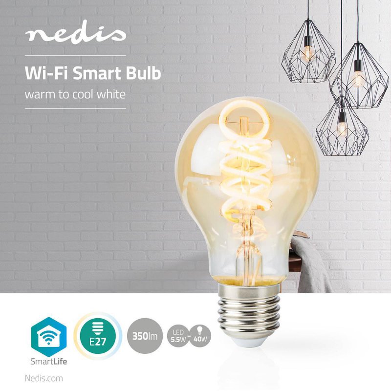 SmartLife LED žárovka | Wi-Fi | E27 | 350 lm | 5.5 W | Studená Bílá / Teplá Bílá | 1800 - 6500 K | Sklo | Android™ / IOS | A60 | - obrázek č. 2