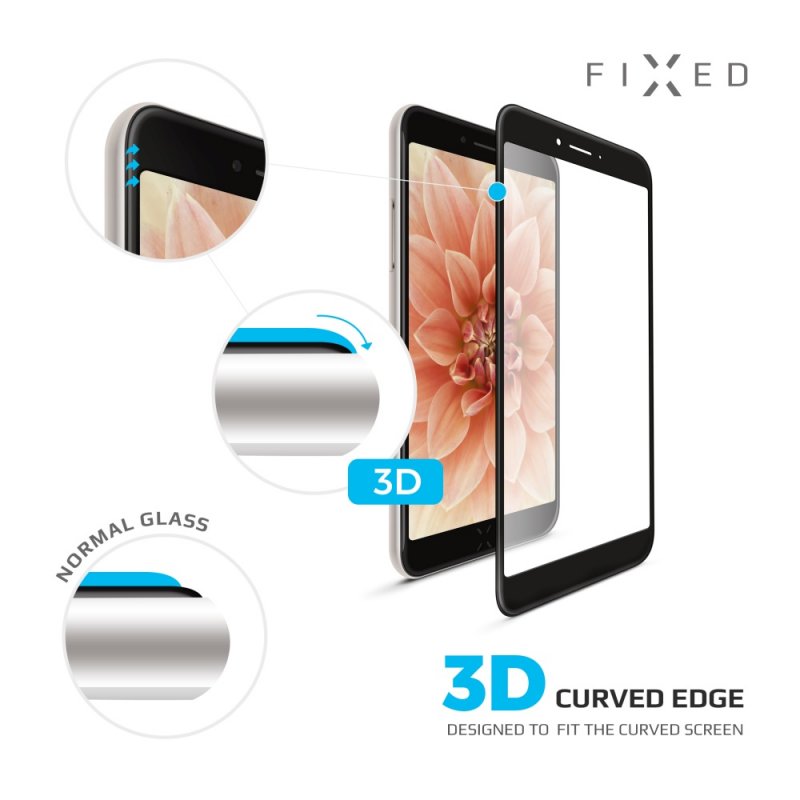 3D sklo FIXED iPhone 7Plus/ 8Plus,plné lepení,černé - obrázek č. 1