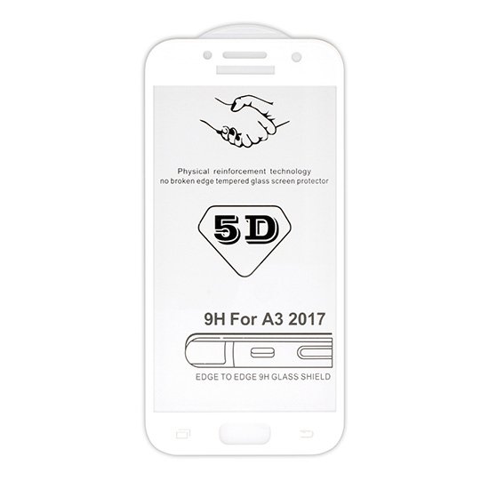 5D tvrzené sklo Samsung Galaxy A3 2017 (A320) White (FULL GLUE) - obrázek produktu