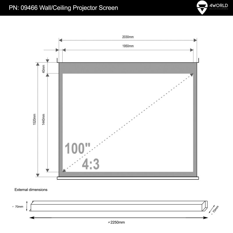 4World Projekční plátno elektrické DO 203x152 100" 4:3 - obrázek č. 5