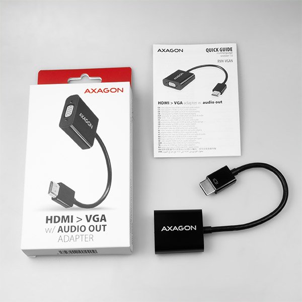 AXAGON RVH-VGAN, HDMI -> VGA redukce /  adaptér, FullHD, audio výstup, micro USB nap. konektor - obrázek produktu