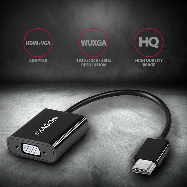 AXAGON RVH-VGAN, HDMI -> VGA redukce /  adaptér, FullHD, audio výstup, micro USB nap. konektor - obrázek č. 2