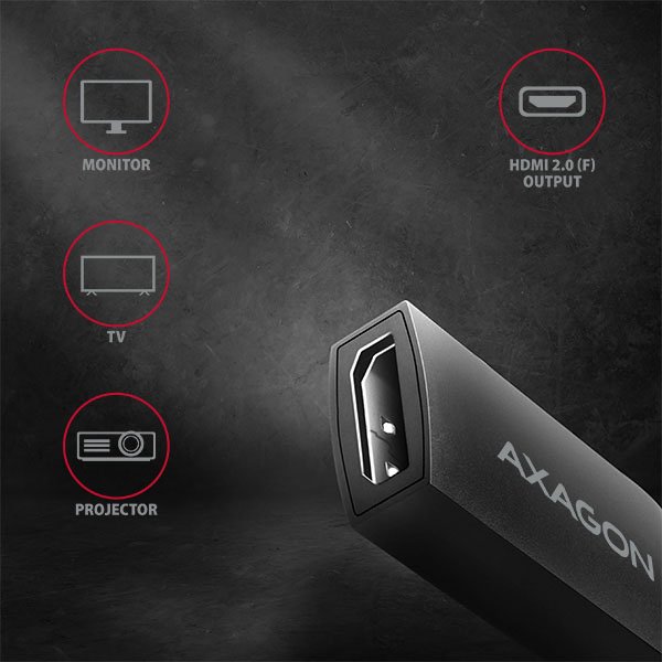 AXAGON RVC-HI2, USB-C -> HDMI 2.0 redukce /  adaptér, 4K/ 60Hz - obrázek č. 3
