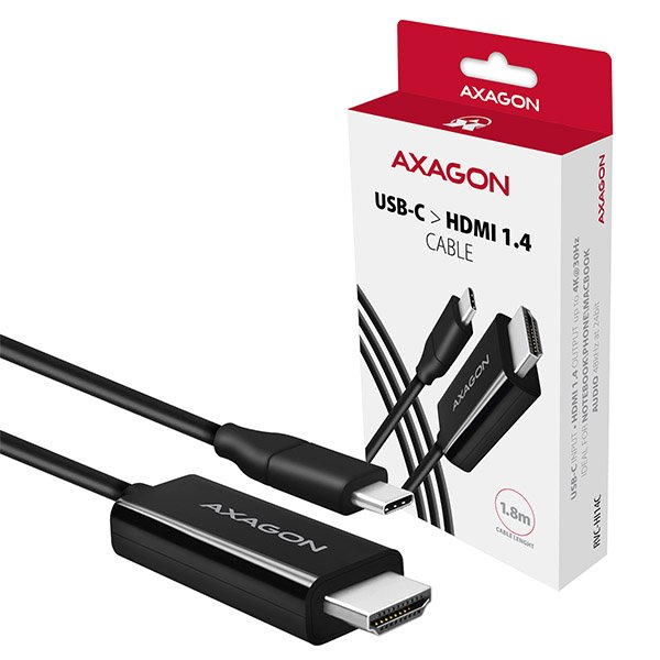 AXAGON RVC-HI14C, USB-C -> HDMI 1.4 redukce /  kabel 1.8m, 4K/ 30Hz - obrázek produktu