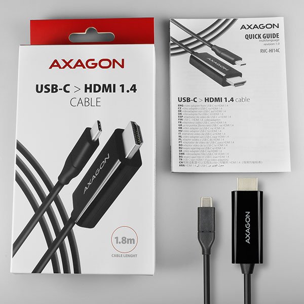 AXAGON RVC-HI14C, USB-C -> HDMI 1.4 redukce /  kabel 1.8m, 4K/ 30Hz - obrázek č. 6