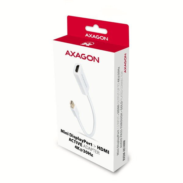 AXAGON RVDM-HI14NW, Mini DisplayPort -> HDMI 1.4 redukce /  adaptér, 4K/ 30Hz, bílý - obrázek č. 6