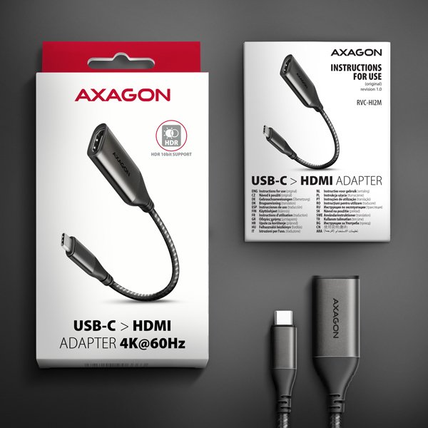 AXAGON RVC-HI2M, USB-C -> HDMI 2.0a redukce /  adaptér, 4K/ 60Hz HDR10 - obrázek č. 8