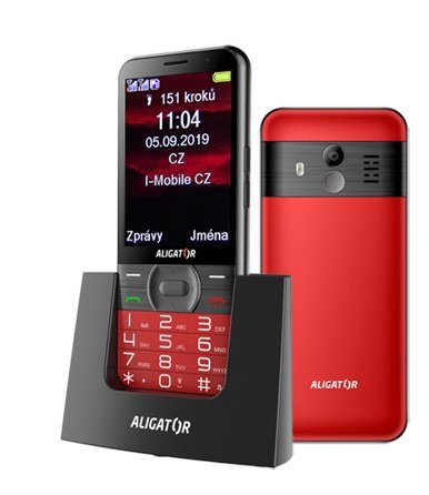 ALIGATOR A900 Senior červený + stolní nabíječka - obrázek produktu