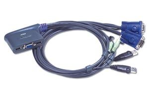 Aten 2-port KVM USB mini, 1,8 m kabely audio, - obrázek produktu