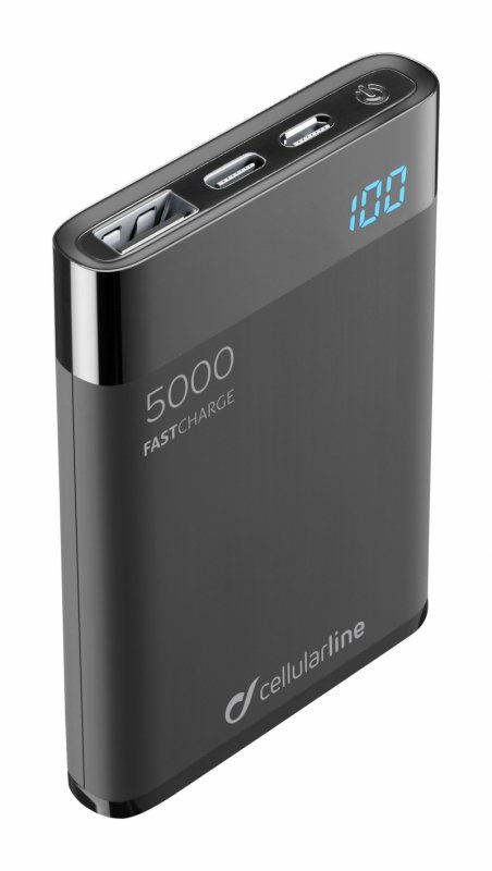 PB Cellularline Manta HD,5000 mAh,USB-C, černá - obrázek produktu