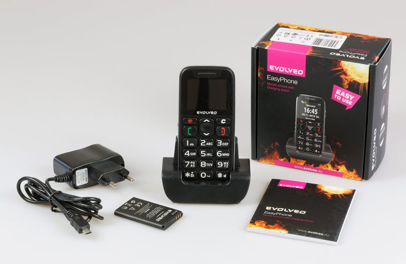 EVOLVEO EasyPhone, mobilní telefon pro seniory s nabíjecím stojánkem (černá barva) - obrázek č. 1