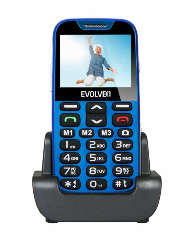 EVOLVEO EasyPhone XD, mobilní telefon pro seniory s nabíjecím stojánkem (modrá barva) - obrázek produktu