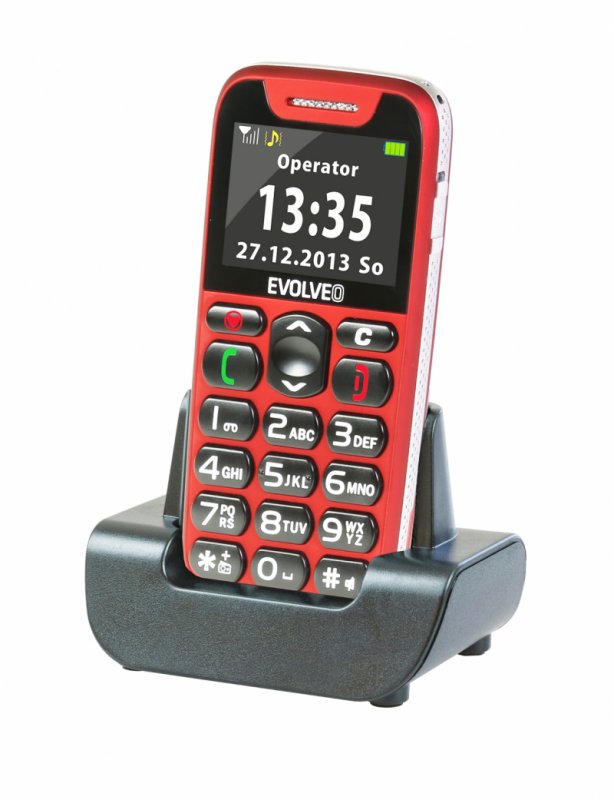 EVOLVEO EasyPhone, mobilní telefon pro seniory s nabíjecím stojánkem (červená barva) - obrázek č. 1
