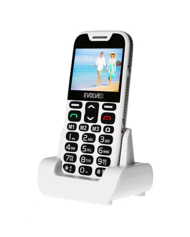 EVOLVEO EasyPhone XD, mobilní telefon pro seniory s nabíjecím stojánkem (bílá barva) - obrázek č. 2