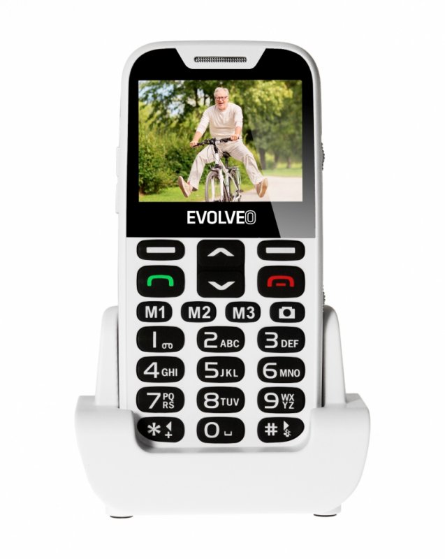 EVOLVEO EasyPhone XD, mobilní telefon pro seniory s nabíjecím stojánkem (bílá barva) - obrázek produktu