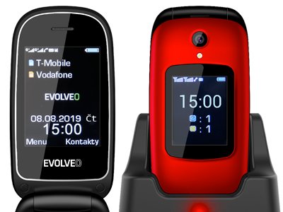 EVOLVEO EasyPhone FD, mobilní telefon pro seniory s nabíjecím stojánkem (červená barva) - obrázek č. 1