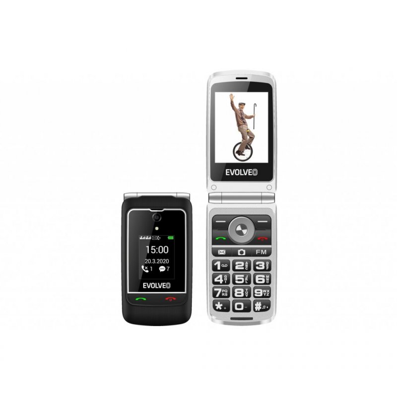 EVOLVEO EasyPhone FG, vyklápěcí mobilní telefon 2,8" pro seniory s nabíjecím stojánkem (černá barva) - obrázek produktu