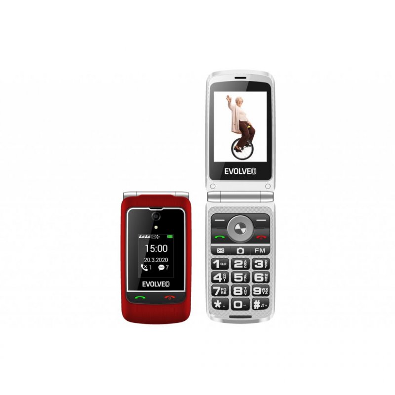 EVOLVEO EasyPhone FG, vyklápěcí mobilní telefon 2,8" pro seniory s nabíjecím stojánkem (červená) - obrázek produktu