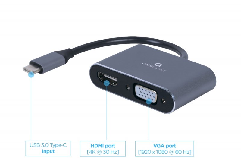 Gembird USB-C/ HDMI, VGA adaptér - obrázek č. 2