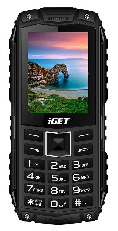 iGET Defender D10 Black - odolný telefon IP68, DualSIM, 2500 mAh, BT, powerbanka, svítilna, FM, MP3 - obrázek produktu
