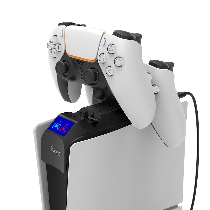 iPega P5S016 Dual Charger Dock s Držákem na Sluchátka a Ovladače pro PS5 Slim White - obrázek č. 3