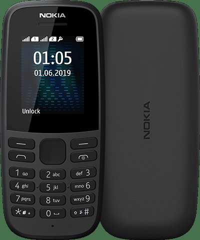 Nokia 105 Dual Sim 2019 Black - obrázek produktu