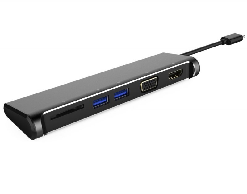 PremiumCord Převodník USB 3.1 typ -C na 4K HDMI+1080p VGA+SD Card+2xUSB3.0 (5-in-1) - obrázek produktu