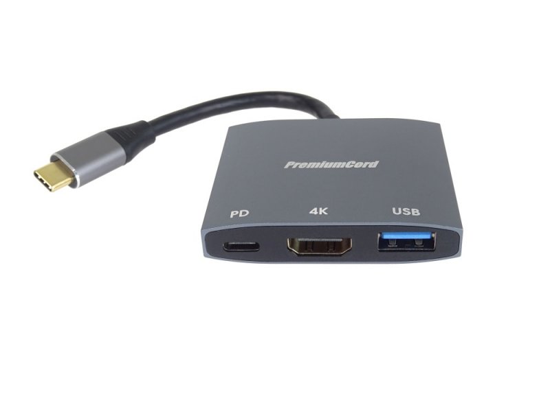 PremiumCord adaptér USB-C na HDMI, USB 3.0 a PD - obrázek č. 2