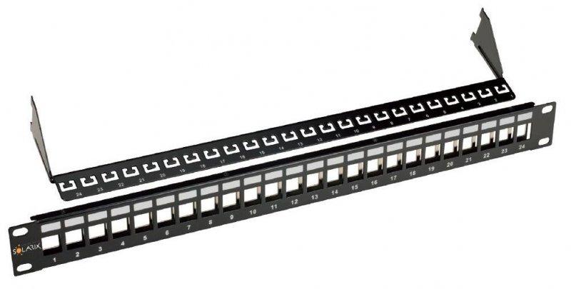 19" modulární neosazený patch panel Solarix 24 portů černý 1U SX24M-0-STP-BK-UNI - obrázek produktu