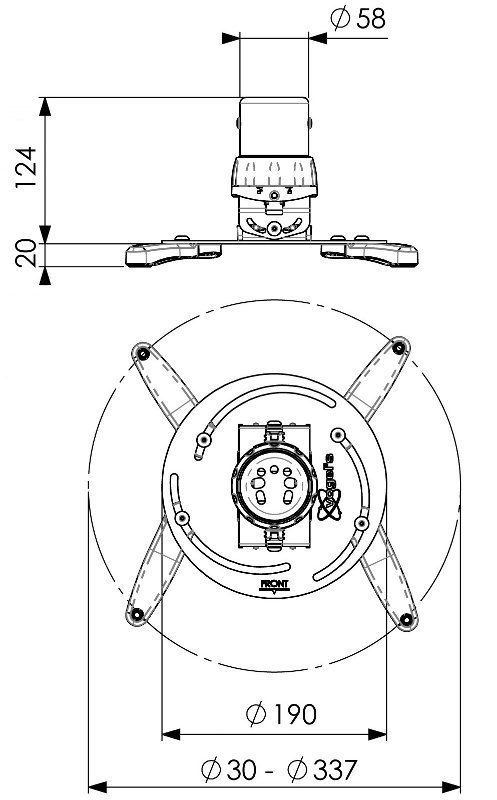 Univerzální držák na projektor Vogel`s PPC 1500, do 15kg, stříbrný - obrázek č. 1