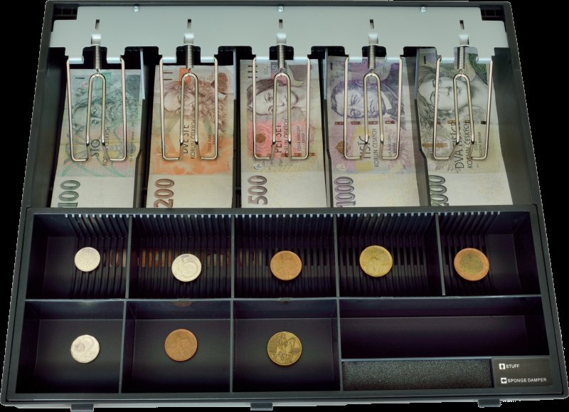 Plastový pořadač na peníze pro C425, kovové držáky bankovek - obrázek produktu