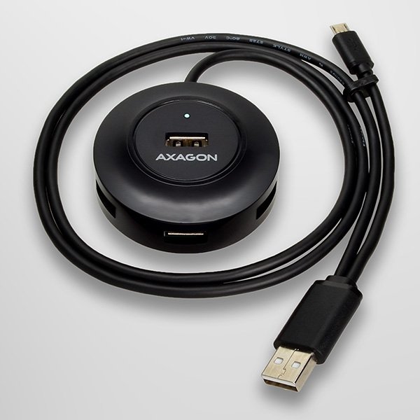 AXAGON HUE-X6GB, 4x USB2.0 hub, 80cm kabel + micro USB OTG, černý - obrázek č. 5