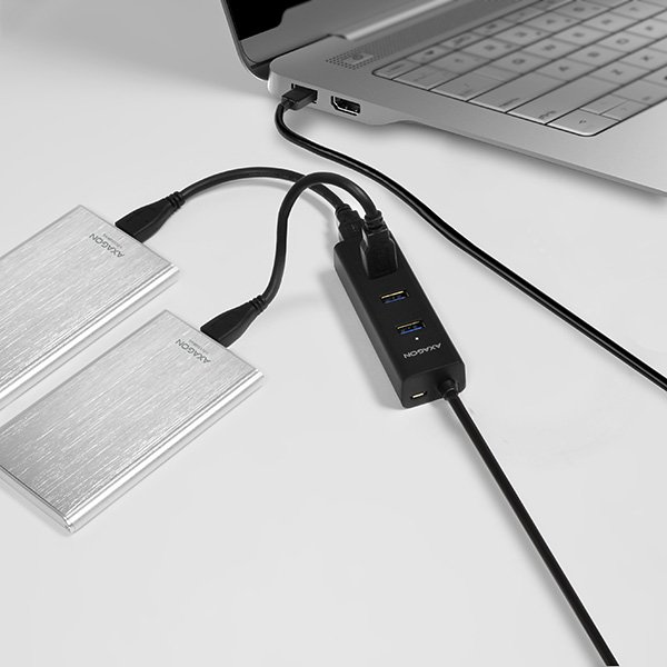 AXAGON HUE-S2BL, 4x USB 3.0 CHARGING hub, micro USB nap. konektor, kabel USB-A 1.2m - obrázek č. 10