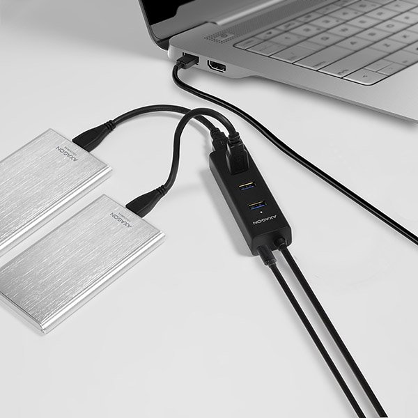 AXAGON HUE-S2BP, 4x USB 3.0 CHARGING hub, vč. AC adaptéru, kabel USB-A 1.2m - obrázek č. 12