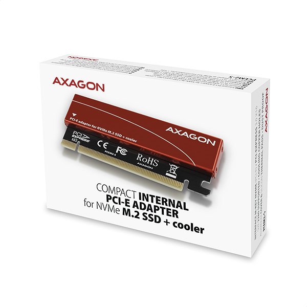 AXAGON PCEM2-S, PCIe x16 - M.2 NVMe M-key slot adaptér, kovový kryt pro pasivní chlazení - obrázek č. 5