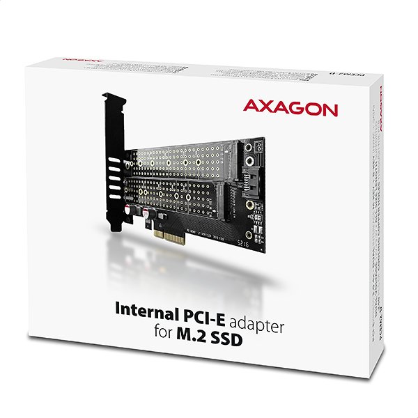 AXAGON PCEM2-D, PCIe x4 - M.2 NVMe M-key + SATA B-key slot adaptér, vč. LP - obrázek č. 2