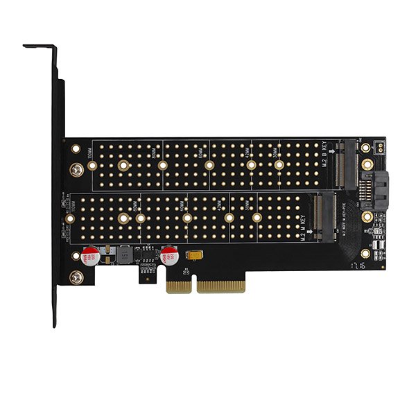AXAGON PCEM2-D, PCIe x4 - M.2 NVMe M-key + SATA B-key slot adaptér, vč. LP - obrázek č. 5