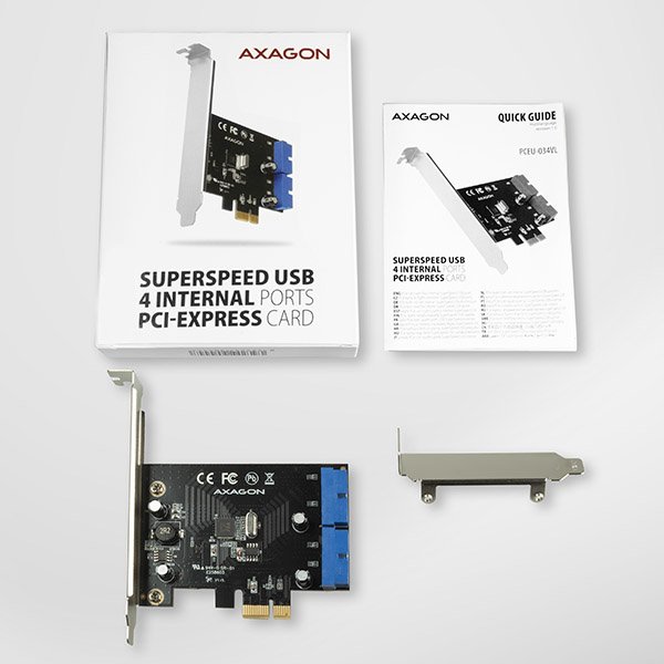 AXAGON PCEU-034VL, PCIe řadič, 2x interní 19-pin USB 3.2 Gen 1 port, 5 Gbps, SP & LP - obrázek č. 5