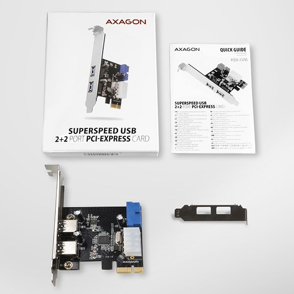 AXAGON PCEU-232VL, PCIe řadič, 2+2x USB 3.2 Gen 1 port, UASP, vč. LP - obrázek č. 2