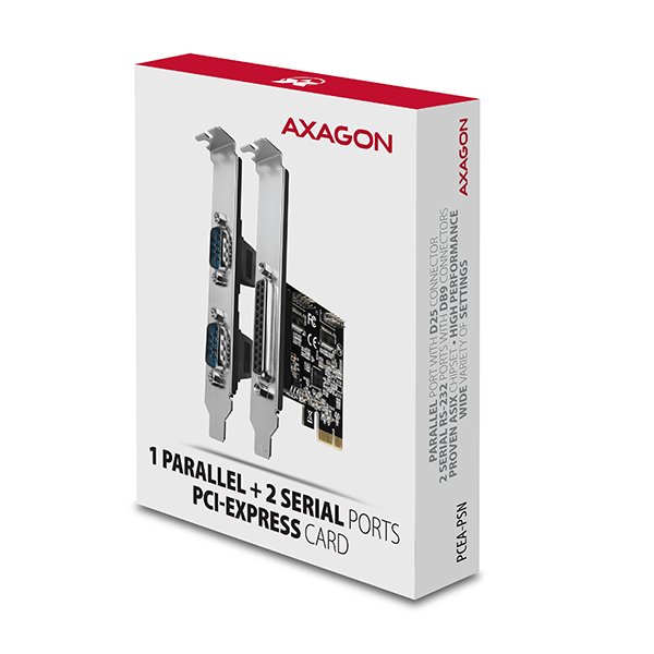 AXAGON PCEA-PSN, PCIe řadič - 1x paralelní (LPT) + 2x sériový port (RS232) 250 kbps, vč. LP - obrázek č. 5