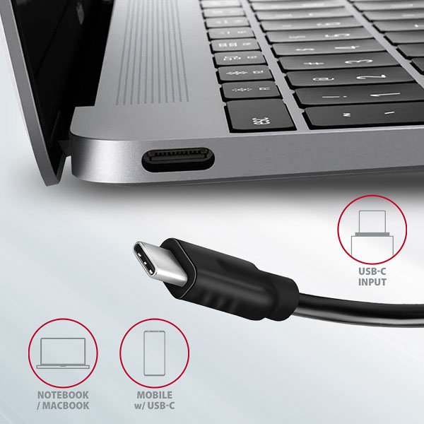 AXAGON HMC-4G2, USB-C 3.2 Gen 2 10 Gb/ s hub, porty 2x USB-A + 2x USB-C, kabel USB-C 13cm - obrázek č. 6