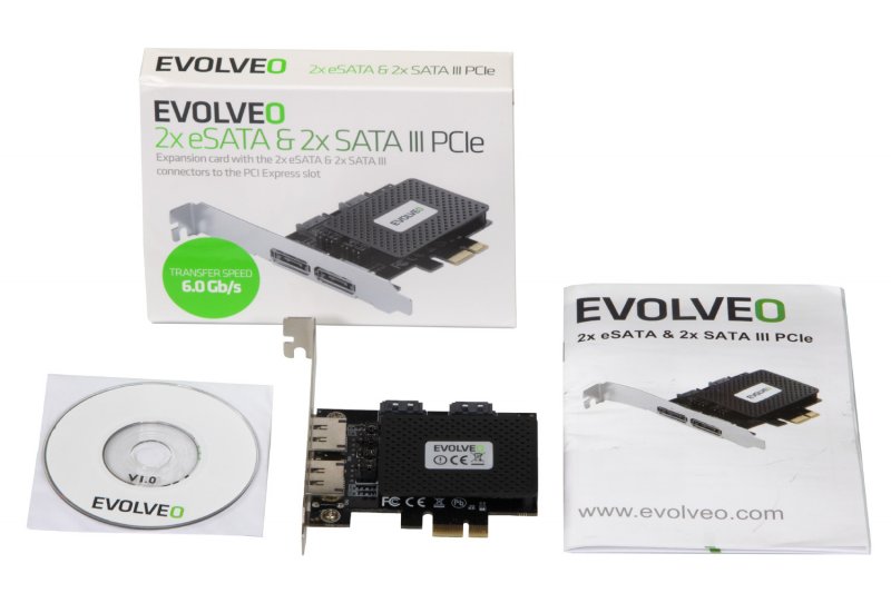 EVOLVEO 2x eSATA a 2x SATA III PCIe, rozšiřující karta - obrázek č. 3