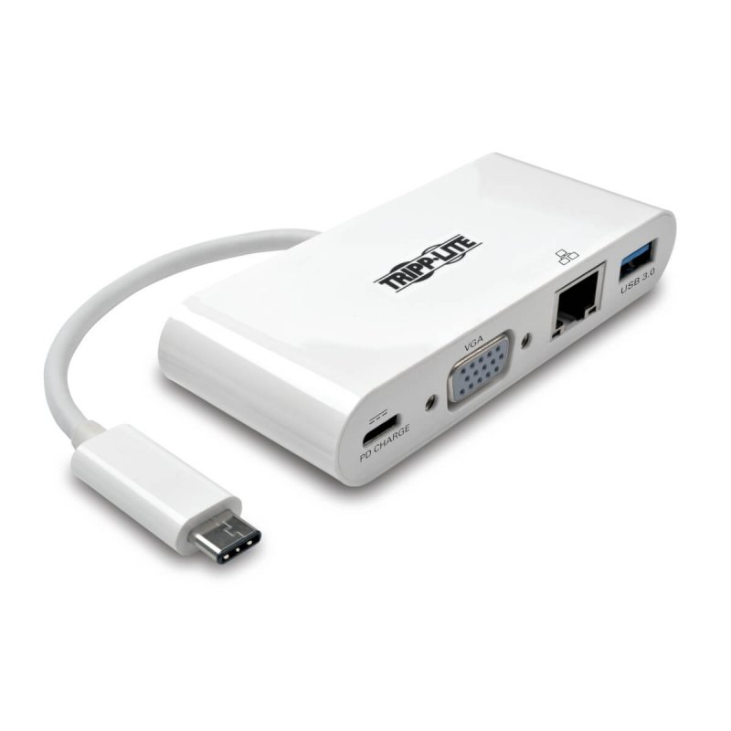 Tripplite Mini dokovací stanice USB-C /  VGA,  USB-A, Gbe, nabíjení, bílá - obrázek produktu