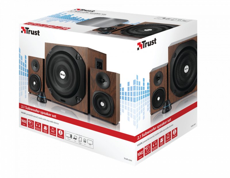zvuk. systém TRUST Vigor 2.1 Subwoofer Speaker Set - brown - obrázek č. 4