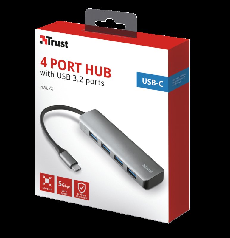 Rozbočovač TRUST HALYX USB-C 4-PORT USB3.2 HUB - obrázek č. 3