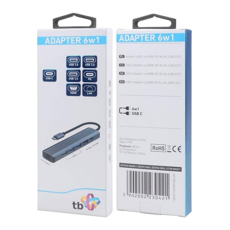 TB Touch USB C 6v1 - HDMI, USBx3, PD, RJ-45 - obrázek produktu