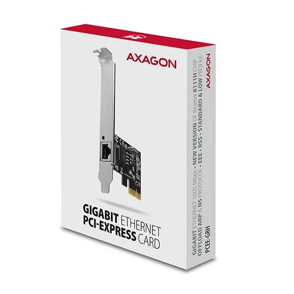 AXAGON PCEE-GRH, PCIe síťová karta - 1x Gigabit Ethernet port (RJ-45), Realtek, vč. LP - obrázek č. 6