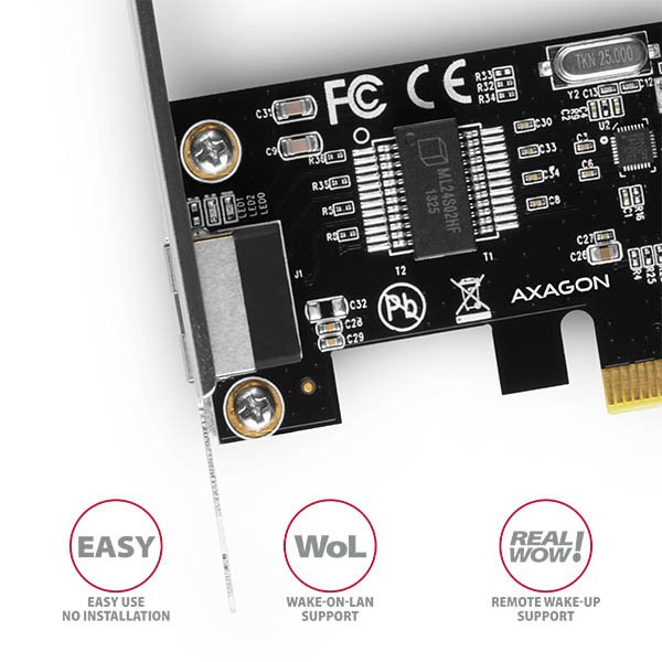 AXAGON PCEE-GRH, PCIe síťová karta - 1x Gigabit Ethernet port (RJ-45), Realtek, vč. LP - obrázek č. 3