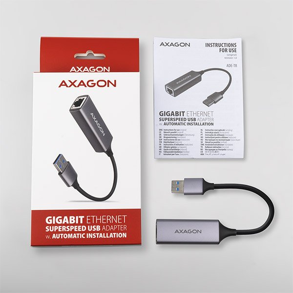 AXAGON ADE-TR, USB-A 3.2 Gen 1 - Gigabit Ethernet síťová karta, auto instal, titanově šedá - obrázek č. 5