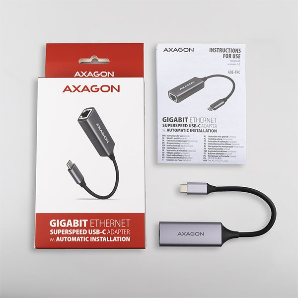 AXAGON ADE-TRC, USB-C 3.2 Gen 1 - Gigabit Ethernet síťová karta, auto instal, titanově šedá - obrázek č. 5
